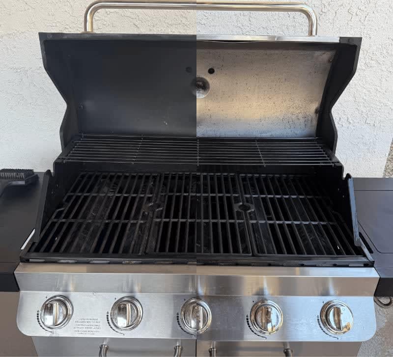Char-Broil grill before and after professional cleaning in Cathedral City, CA