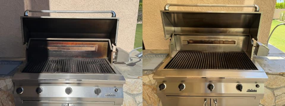 Solaire grill before and after professional cleaning in Palm Desert, CA