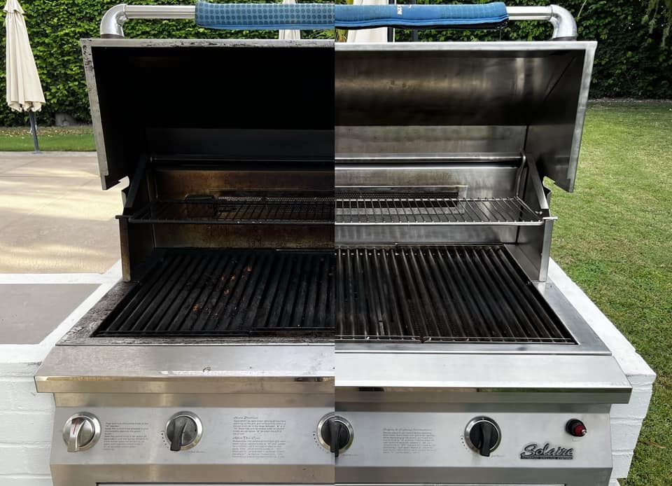 Solaire grill before and after professional cleaning in Palm Springs, CA
